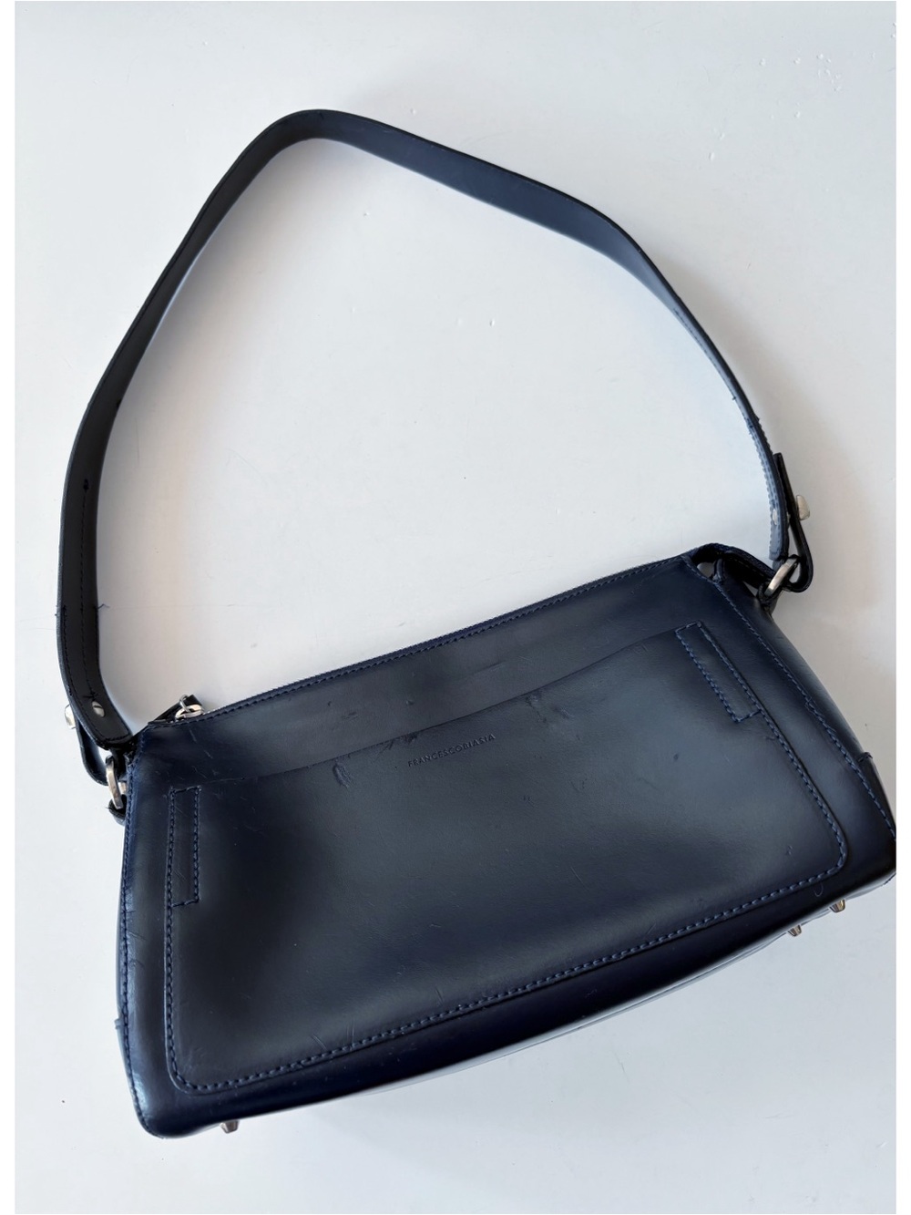 Francesco Biasia || Leather Shoulder Bag Navy Blue